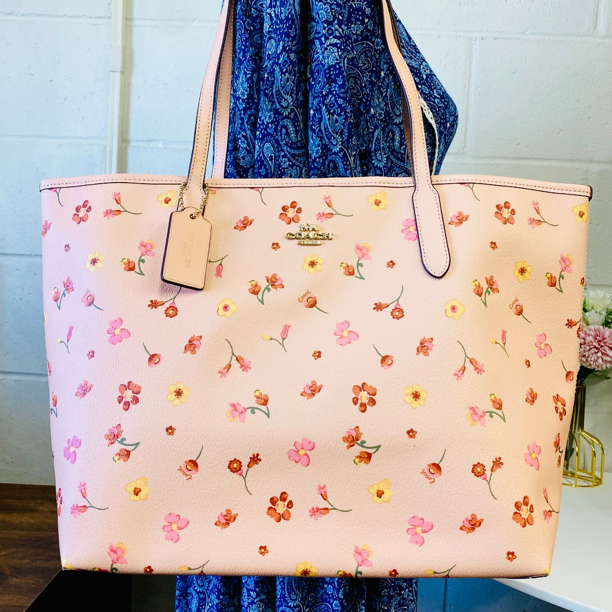 Coach C8743 City Tote With Mystical Floral Print In Faded Blush Multi Coach C8743 City Tote With Mystical Floral Print In Faded Blush Multi